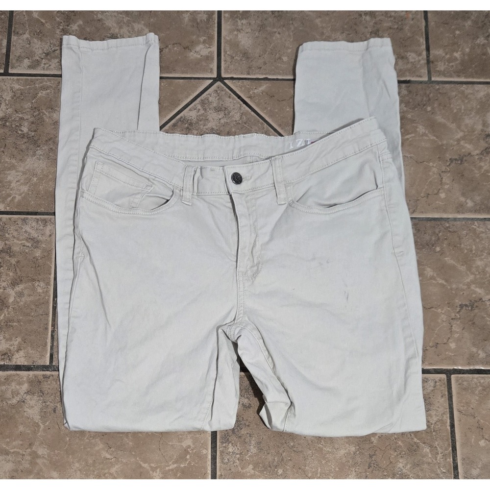 IZOD Skinny Fit Pants Mens 32x32 Off White Stone Stretch Cotton Chino Jeans